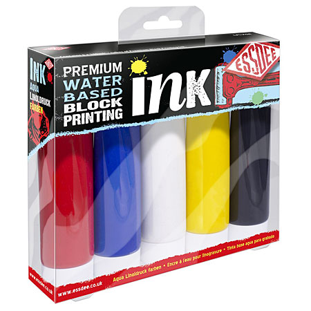 Premium Bloc Printing Ink - 5 assorted 100ml tubes - primary colours