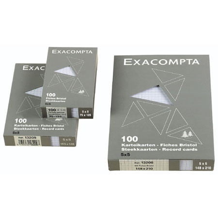 Exacompta Pack of 100 white record cards - 205g/m² - square (5x5)