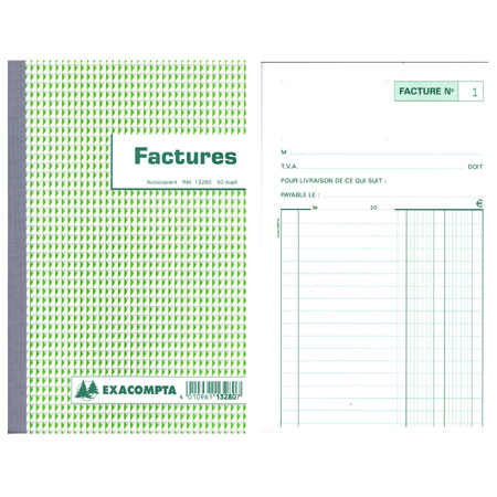 Exacompta Doorschrijfboek Factures - 50 bladen in 2 of 3 exemplaren - frans