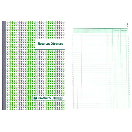 Exacompta Doorschrijfboek Recettes Dépenses - 21x29,7cm - 50 bladen in 2 exemplaren - frans