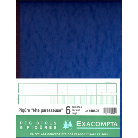 Exacompta Piqûre Tête Paresseuse - boek met uitgekapte hoofding - 25x32cm - 6kolommen/blad - 34 lijnen - 80 bladzijden