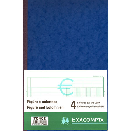 Exacompta Piqûre - boek met kolommen - 19,5x32cm - 4 kolommen/blad - 31 lijnen - 80 bladzijden