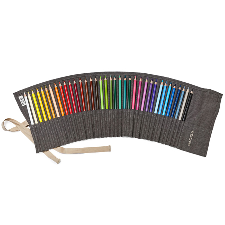 Fabriano  Etui à enrouler en tissu - assortiment de 36 crayons de couleur aquarellables