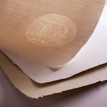 Fabriano Roma - papier gravure - feuille 100% coton - 130g/m² - 48x66cm - 4 bords frangés - michelangelo (blanc)