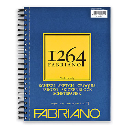 Fabriano 1264 - spiral-bound sketch pad (long side) - sheets 90g/m²