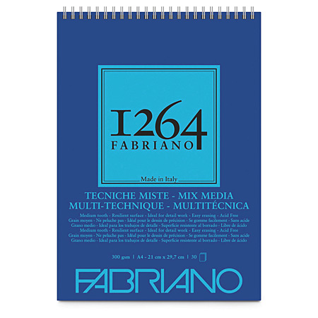 Fabriano 1264 - mixed media blok met spiraal - vellen 300gr/m²