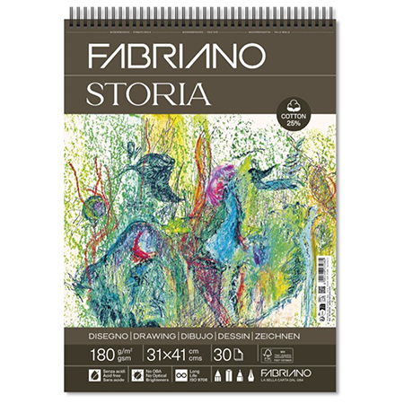 Fabriano Storia - bloc dessin spiralé - 30 feuilles 25% coton - 180g/m²