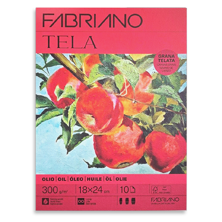 Fabriano Tela - bloc huile - 10 feuilles 300g/m² - collé 1 côté - grain toilé