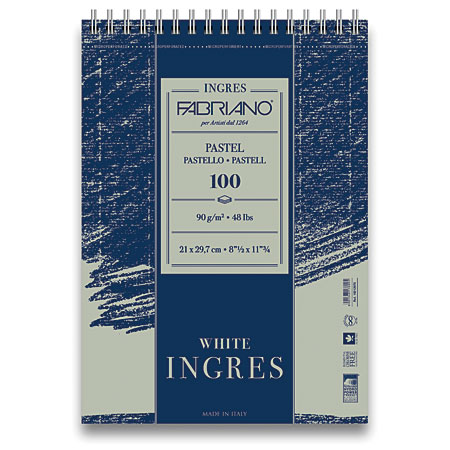 Fabriano Ingres - wirebound pastel paper pad - 100 sheets 90g/m² - 21x29,7cm (A4) - white