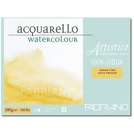 Fabriano Artistico Acquarello Traditional White - watercolour pad - 100% cotton sheets - 300g/m² - glued on 4 sides