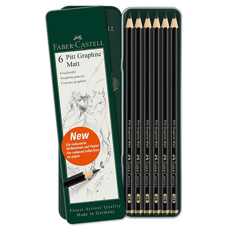 Faber Castell Pitt Graphite Matt - tin - 6 assorted graphite pencils
