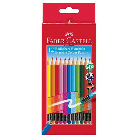 Faber Castell Etui en carton - assortiment de 12 crayons de couleurs gommables