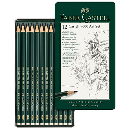 Faber Castell 9000 - metalen etui - assortiment grafietpotloden