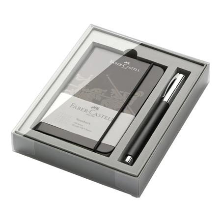 Faber Castell Ambition set - geschenkdoos - matzwarte rollerbal + zwart A6 notitieboekje