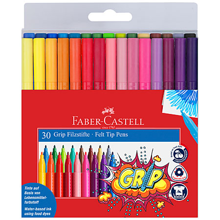 Faber Castell Grip Colour - plastic wallet - assorted felt tip pens