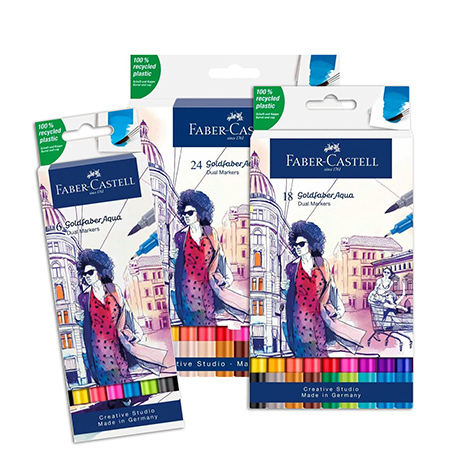 Faber Castell Goldfaber Aqua Dual Marker - cardboard box - assorted watersoluble dual tip pens