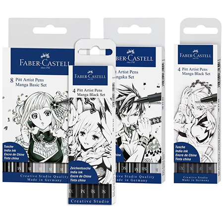 Faber Castell Pitt Artist Pen Manga Set - cardboard box - assorted pigmented ink pens