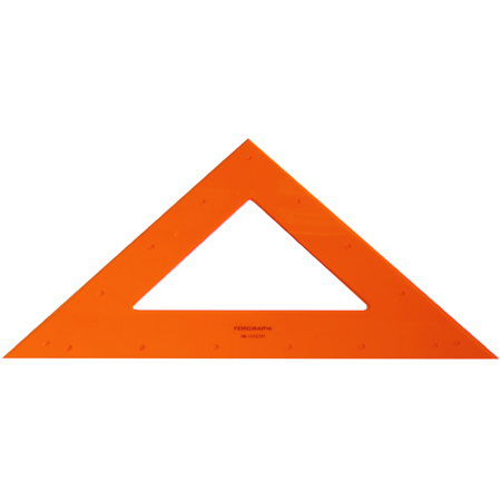 Fergraph Tekendriehoek in oranje transparante plastic - 45°/45° - zonder graduatie