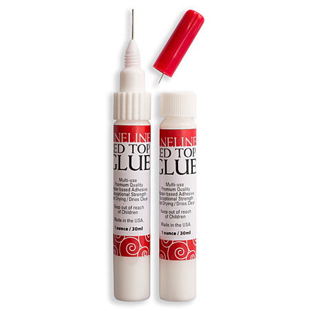 Fineline Red Top Glue - set de 2 flacons 30ml de colle multi-usages à base d'eau & 1 applicateur (0,8mm)