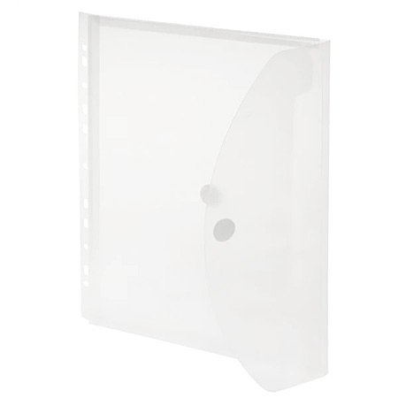 Foldersys Pochette pour documents en plastique transparent - avec soufflet 20mm - fermeture velcro - perforation universelle