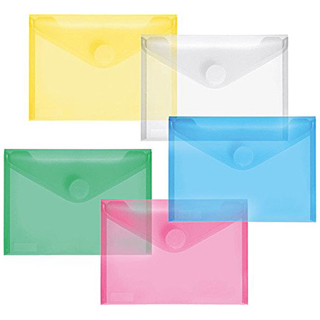 Foldersys Pochette pour documents - plastique coloré transparent - fermeture velcro