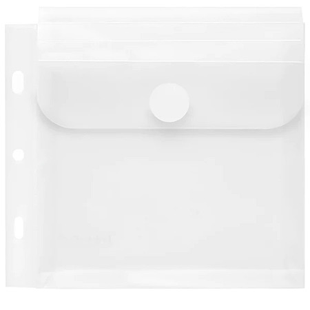 Foldersys Pochette en plastique transparent pour CD's - avec soufflet 20mm - 15.3x13.5cm - fermeture velcro - perforations