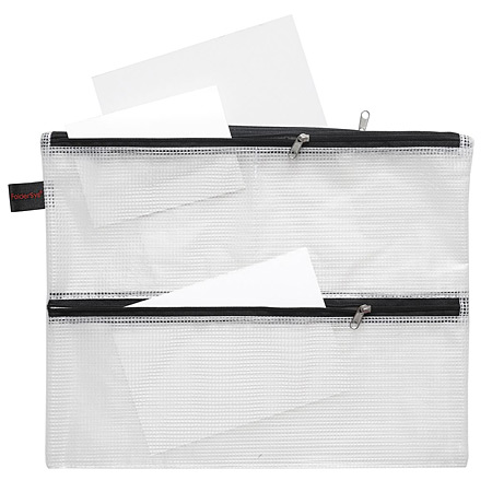 Foldersys Pochette en plastique transparent - fermeture éclair - 4 compartiments - 27x34,3cm (A4)