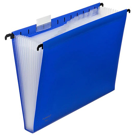 Foldersys Plastic expandable suspension file - 12 compartments A4 - spine 30mm - blue