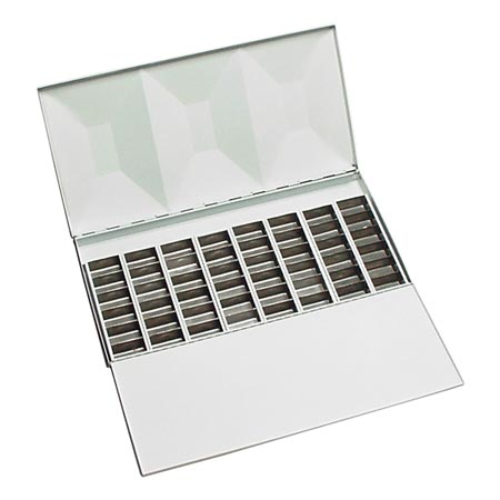 Fome Watercolour box - varnished steel - 36x18x4,5cm - 48 removable empty pans in stainless steel