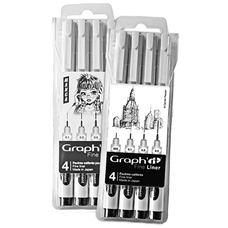 Graph'it Fine Liner - étui en plastique - assortiment de feutres calibrés noirs