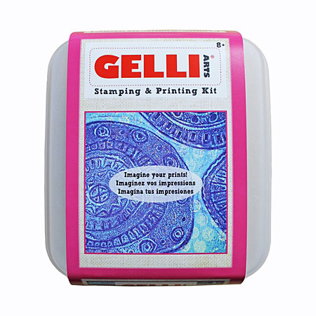 Gelli Arts Stamping & Printing Kit - set van 1 drukplaat, 3 flacons acrylverf, schuimvellen voor stempelen & toebehoren