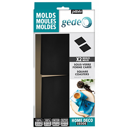 Gedeo Box of 2 silicone moulds - coasters - 13x13cm - squares