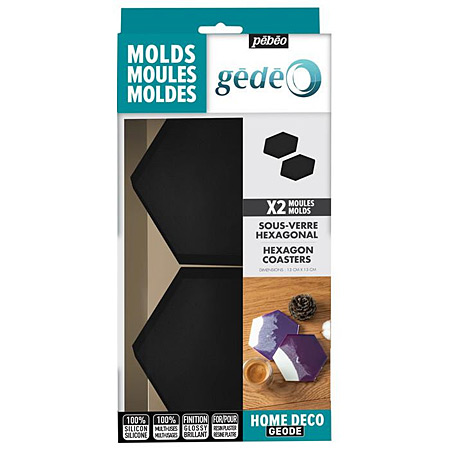 Gedeo Box of 2 silicone moulds - coasters - 13x13cm - hexagons