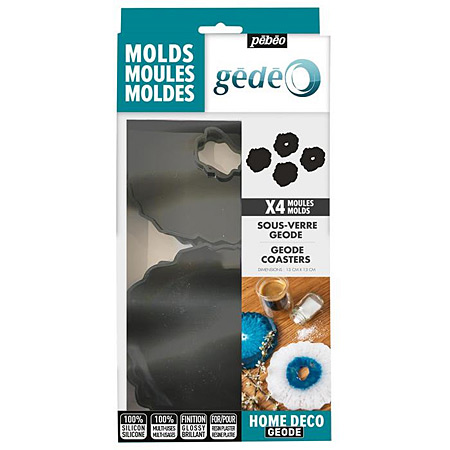 Gedeo Box of 4 silicone moulds - coasters - 13x13cm - geodes