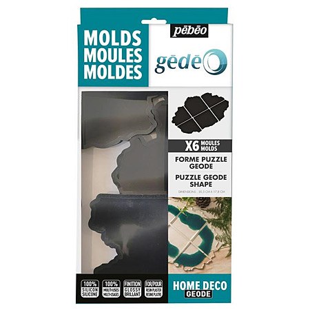 Gedeo Box of 6 silicone moulds - tray - 17.8x30.5cm - geode puzzle