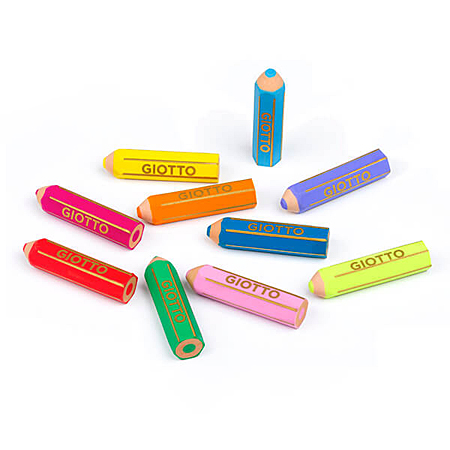 Giotto Happy Gomma - pencil shaped eraser - 6.5x1.5cm - assorted colours