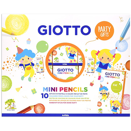 Giotto Party Gifts Mini Pencils - boîte de 10 sets de 6 mini crayons de couleur