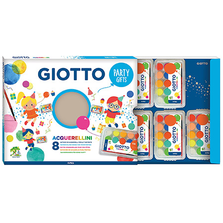 Giotto Party Gifts Acquerellini - boîte de 8 mini sets d'aquarelle (15 godets)