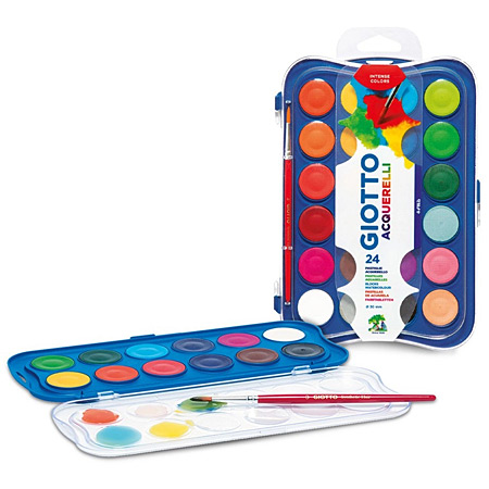 Giotto Acquarelli - gouache en godets - boîte plastique - assortiment de couleurs