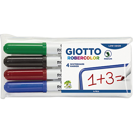 Giotto Robercolor - plastic etui - assortiment van 4 markers voor witbord - medium ronde punt (4mm)