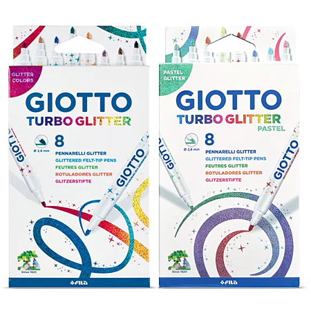 Giotto Turbo Glitter - étui en carton - assortiment de feutres de coloriage - couleurs pailletées