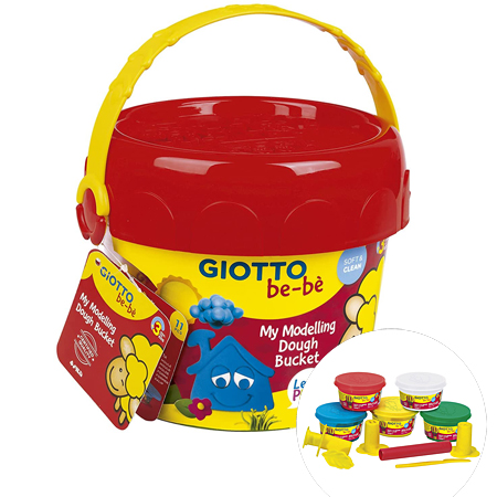 Giotto Be-Bè My Modelling Maxi Bucket - seau en plastique - 5 pots 100g de pâte à modeler & accessoires