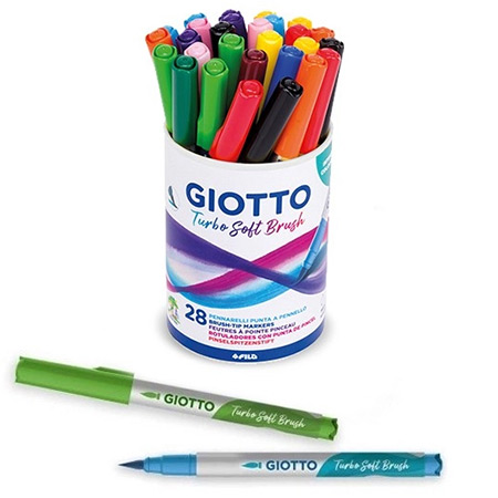 Giotto Turbo Soft Brush - pot of 28 brush pens