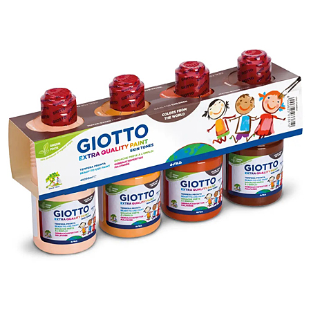 Giotto Extra Quality - assortiment van 4 flacons 250ml plakkaatverf - huidskleuren