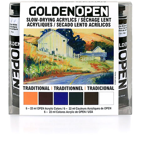 Golden Open Introductory Set - set de 6 tubes 22ml d'acrylique extra-fine - couleurs traditionnelles