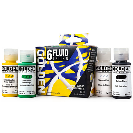 Golden Fluid Intro Set - 6 assorted 30ml bottles of extra-fine acrylic