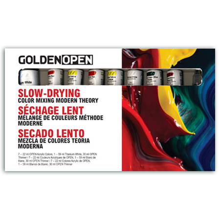Golden Open Color Mixing Set - Modern Theory - 1 tube 59ml, 7 tubes 22ml d'acrylique extra-fine & 1 flacon 30ml diluant