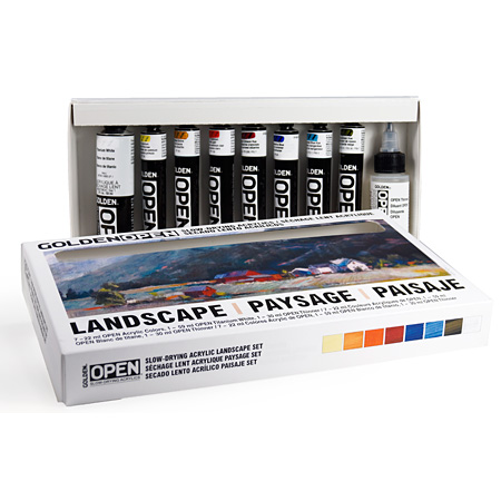 Golden Open Slow Drying Acrylics Landscape Set - 7 tubes 22ml, 1tube 59ml & auxiliaire