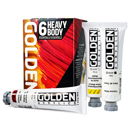 Golden Heavy Body Essentials Set - 6 assorted 60ml tubes of extra-fine acrylic