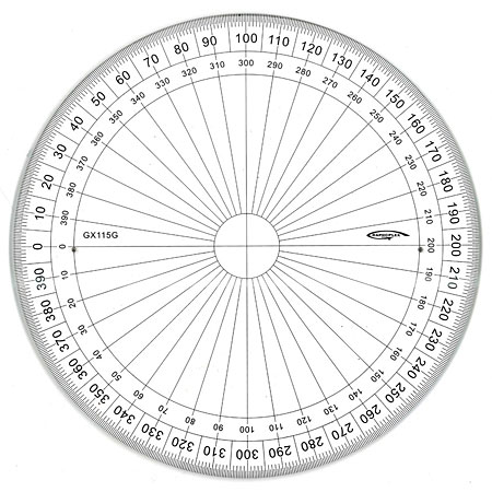 Graphoplex Full circle protractor - grades - 15cm